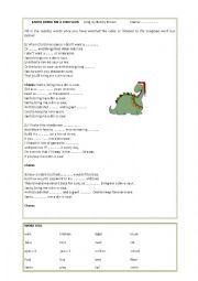 English Worksheet: SANTA BRING ME A DINOSAUR SONG GAP FILL