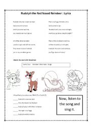 English Worksheet: Rudolph, the red nose reindeer