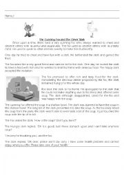 English Worksheet: The Cunning Fox and the Clever Stork