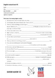 English Worksheet: human rights vocab test 