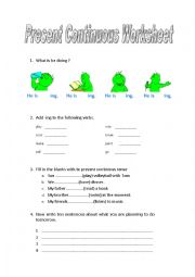 English Worksheet: present continuous tense