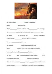 English Worksheet: War Horse Movie - verb gaps