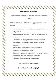 English Worksheet: You Be the Author Book Report