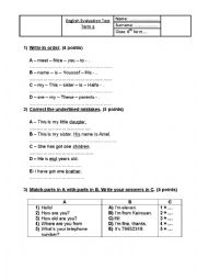 English Worksheet: 6th form Evaluation Test