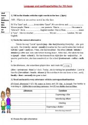 English Worksheet: 7th form language and spelling activities 