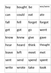 English Worksheet: Verb cards (simple past)