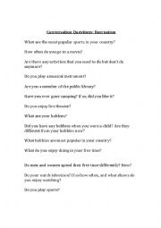 Conversation Questions (Travel)