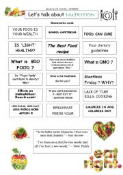 English Worksheet: LET�S TALK ABOUT NUTRITION