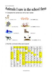 English Worksheet: Use of a/an/ some  Animals I saw in the school farm