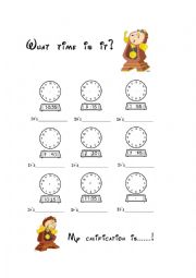 English Worksheet: What time is it?