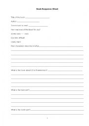 English Worksheet: book report