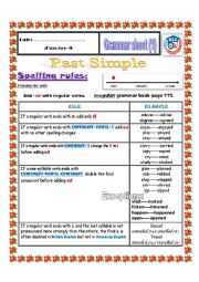 English Worksheet:  regular verbs spelling rules