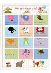 English Worksheet: Colours and Animals