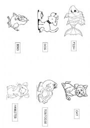 English Worksheet: Pets colouring page