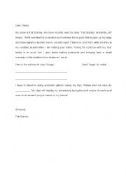 English Worksheet: Flat Stanley Letter