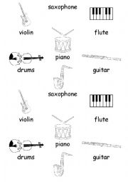 English Worksheet: music instruments