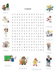 English Worksheet: Occupations letter blanks and wordsheet