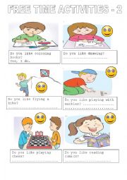 English Worksheet: FREE TIME ACTIVITIES - 2 (2 pages) (editable)
