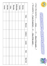 English Worksheet: Weather Battleship!