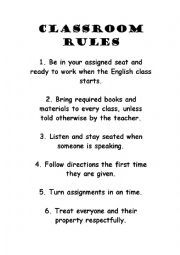 Classroom rules