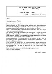 English Worksheet: end of term 8th grade 