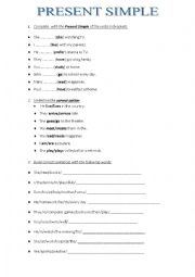 English Worksheet: Present Simple exercises