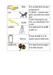 English Worksheet: Superstitions