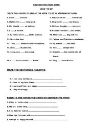 English Worksheet: Verb to be practical work 2