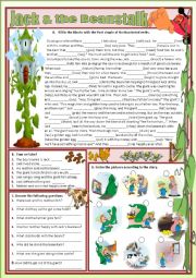 JACK & THE BEANSTALK - Past simple + reading activities