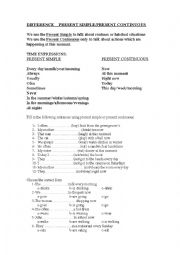English Worksheet: PRESENT SIMPLE AND CONTINUOUS