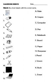 English Worksheet: Classroom language matching