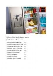 English Worksheet: food in the fridge