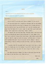 English Worksheet: Reading Comprehension (Letter)