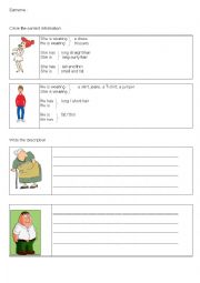 English Worksheet: Describe the characters