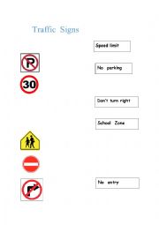 English Worksheet: traffic signs