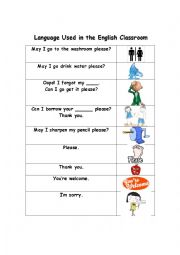 English Worksheet: Language Used in the ESL Classroom