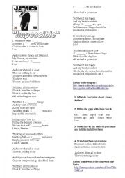 English Worksheet: Impossible by James Arthur