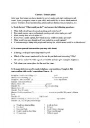 English Worksheet: future plans / careers