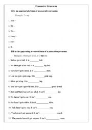 English Worksheet: Possessive pronouns