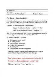 English Worksheet: How to teach a lesson about intelligence