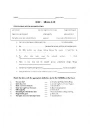 English Worksheet: Quiz # 1 on idioms