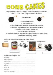 English Worksheet: bomb cakes
