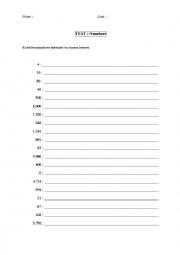 English Worksheet: numbers