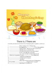 English Worksheet: Thanksgiving There is vs There are
