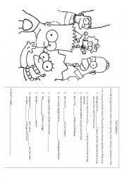 English Worksheet: family members with the simpsons
