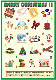 Christmas pictionary and matching activity 1