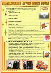 English Worksheet: Thanksgiving at the White house 2013 pardon of the turkeys