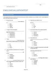 English Worksheet: English Evaluation Test