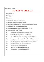 Different ways to say I like