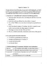 English Worksheet: TV, cinema